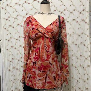 Vintage silk blouse flare long sleeves size M